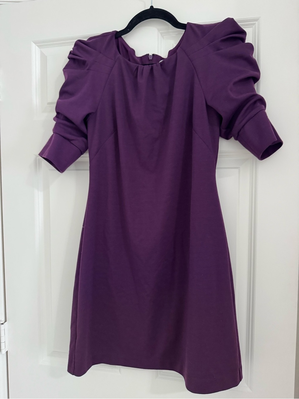 Jessica Simpson Deep Purple Puff-Sleeve Formal Dress
